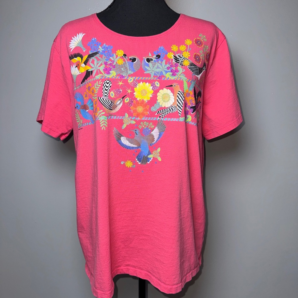 Sabaku Artwear Womens Pink Desert Birds Graphic T-Shirt Medium Nancy Lenehan USA